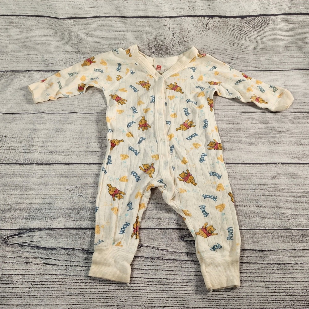 Vintage Hanes Winnie the Pooh Baby Romper Sleeper Snap Front Size S 11-17lb